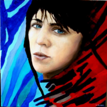 Obra contemporánea nombrada « EN ROUGE ET BLEU N°1 », Hecho por BARON