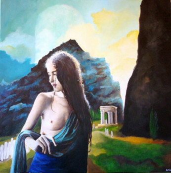 Obra contemporánea nombrada « LA MONTAGNE BLEUE », Hecho por BARON