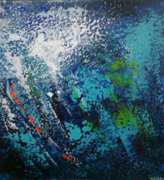 Obra contemporánea nombrada « FRAICHEUR BLEUE 30 », Hecho por MIREILLE MAURY