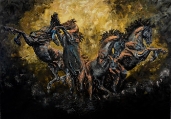 Obra contemporánea nombrada « AC0016 - Chevaux d'Hélios », Hecho por SYLVIE ACTIS BARONE