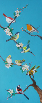 Obra contemporánea nombrada « oiseaux des jardins », Hecho por ELIZABETH BLAIN