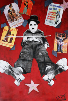 Obra contemporánea nombrada « CHARLIE CHAPLIN «Rollers» », Hecho por KATHLEENARTISTPRO