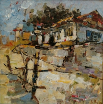 Obra contemporánea nombrada « DANS LE VILLAGE », Hecho por SERGIU RUSU