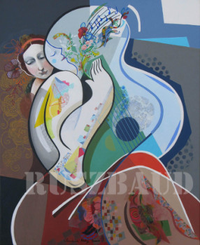 Obra contemporánea nombrada « Nous ferons un bouquet de rêves musicaux », Hecho por CLAUDINE RUSZ BAUD