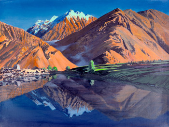 Obra contemporánea nombrada « Distant village », Hecho por GRACHOV VALERIY