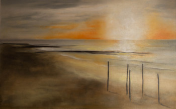 Obra contemporánea nombrada « "Coucher de soleil, mer du Nord" », Hecho por MARLEEN MELENS