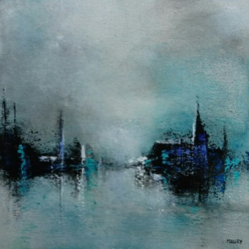 Obra contemporánea nombrada « REVERIE BLEUE 1 », Hecho por MIREILLE MAURY