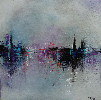 Obra contemporánea nombrada « REVERIE MAUVE », Hecho por MIREILLE MAURY