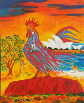 Obra contemporánea nombrada « LE COQ A L'OPERA 2 », Hecho por MARIE-FRANCE BUSSET