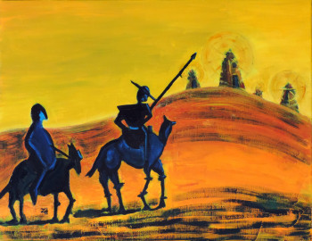 Obra contemporánea nombrada « Don Quichotte et Sancho Panza / Don Quixote and Sancho Panza / Don Chisciotte e Sancio Panza », Hecho por JEAN-FRANçOIS ZANETTE