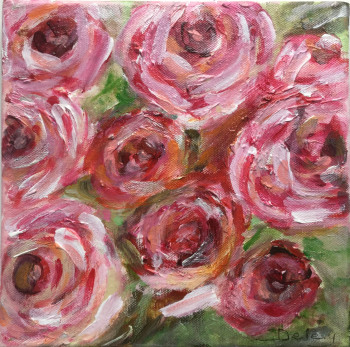 Obra contemporánea nombrada « Les roses - 3 », Hecho por PATRICIA DELEY