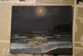 Obra contemporánea nombrada « Etretat au clair de lune 1 », Hecho por KIRSMANN