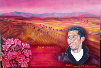 Obra contemporánea nombrada « Hommage au martyre de la révolution Tunisienne : Mohamed BOUAZIZI (oeuvre N°1) », Hecho por ABERNARDO