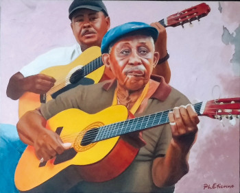 Obra contemporánea nombrada « Guitaristes cubains », Hecho por PHILIPPE ETIENNE