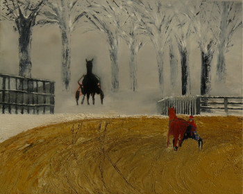 Obra contemporánea nombrada « Trotteurs à l'entraînement en hiver », Hecho por PICH