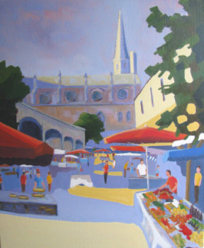 Obra contemporánea nombrada « Le marché de Mirepoix », Hecho por JEAN-NOëL LE JUNTER