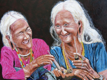 Obra contemporánea nombrada « Deux soeurs birmanes », Hecho por CAPITAINE52