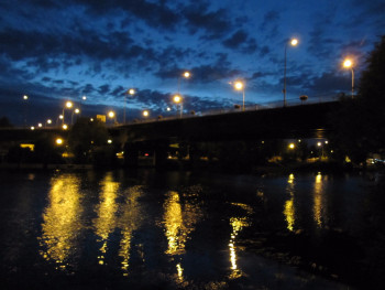 Obra contemporánea nombrada « Bords de Seine nocturne - Rueil - dibond », Hecho por SARCIE