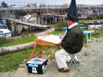 Obra contemporánea nombrada « Bouin (85) Concours de peinture au Port du Bec », Hecho por DANIEL HUARD