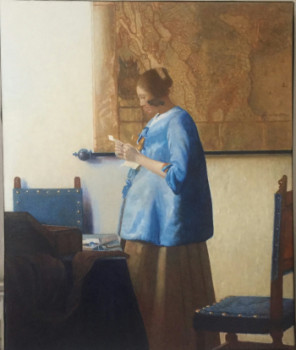 Obra contemporánea nombrada « Femme en bleu lisant une lettre. Copie. », Hecho por DARMSTADTER