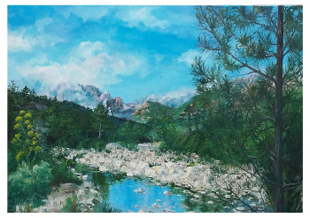 Obra contemporánea nombrada « Aneth et point d'eau (Aiguilles de Bavella - Corse) », Hecho por NOëLLE HUIN