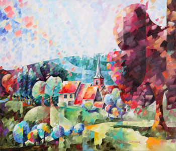 Obra contemporánea nombrada « Village de Deigné 2 », Hecho por BéATRICE BEDEUR