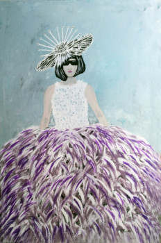 Obra contemporánea nombrada « Catwalk, Lady with feathers », Hecho por PATRICK JOOSTEN