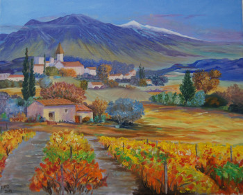 Obra contemporánea nombrada « Paysage de Montagne et Vigne », Hecho por BOUTIN