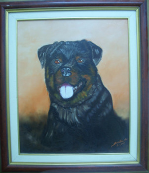 Obra contemporánea nombrada « Le Rottweiler  », Hecho por BOUTIN