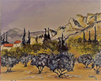 Obra contemporánea nombrada « Paysage de Provence », Hecho por BOUTIN