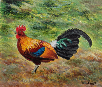 Obra contemporánea nombrada « Un coq », Hecho por ANDRé GILLOUAYE