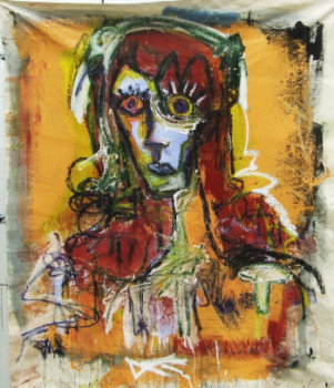 Obra contemporánea nombrada « Madone 23 aux cheveux rouge », Hecho por ANT