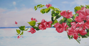 Obra contemporánea nombrada «  Bougainvilliers sur mer », Hecho por ALAIN MAILLOT