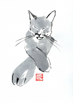 Obra contemporánea nombrada « crossed arms cat », Hecho por PECHANE SUMIE