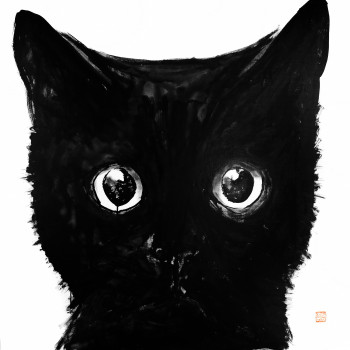 Obra contemporánea nombrada « cute cat », Hecho por PECHANE SUMIE