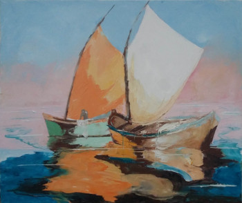 Obra contemporánea nombrada « pêcheurs », Hecho por JEAN MARIE SCHROETTER