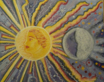 Obra contemporánea nombrada « Amours de la Lune et du Soleil », Hecho por JACQUELINE GROUT