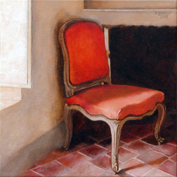 Obra contemporánea nombrada « Intérieur N°60 The Red Chair », Hecho por PATRICE LANNOY