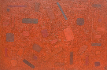 Obra contemporánea nombrada « Polychrome Rouge », Hecho por YVES GEERAERTS