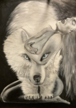 Obra contemporánea nombrada « La femme au loup », Hecho por DAMOIZEAU