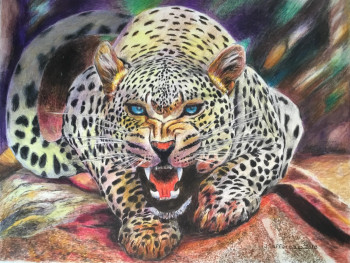 Obra contemporánea nombrada « LE GRONDEMENT DU JAGUAR », Hecho por JACQUES TAFFOREAU