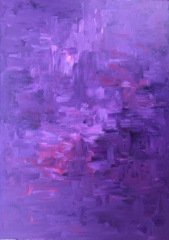 Obra contemporánea nombrada « violet abstract », Hecho por ROMROS