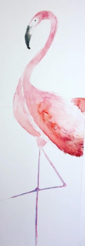 Obra contemporánea nombrada « pink flamingo  », Hecho por MELICOLOR