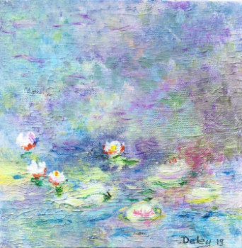 Obra contemporánea nombrada « Les nénuphars d après Les Nymphéas de Claude Monet », Hecho por PATRICIA DELEY