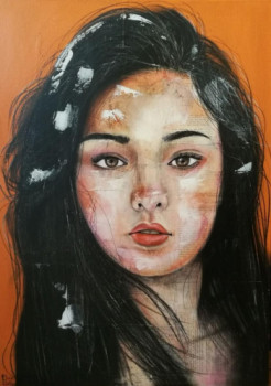 Obra contemporánea nombrada « Orange », Hecho por FLORE BETTY