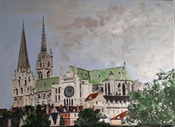 Obra contemporánea nombrada « Chartres la cathédrale », Hecho por FRANCIS MICHOT