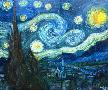 Obra contemporánea nombrada « La nuit étoilée d après Vincent Van Gogh », Hecho por PATRICIA DELEY