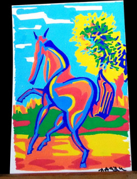 Obra contemporánea nombrada « Cheval dansant », Hecho por KAREN CHESSMAN