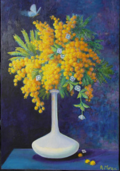 Obra contemporánea nombrada « Petit bouquet rond de mimosa », Hecho por AMALIA MEREU