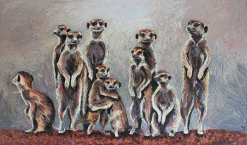 Obra contemporánea nombrada « Famille Suricate », Hecho por CLEMENCE POWNEY